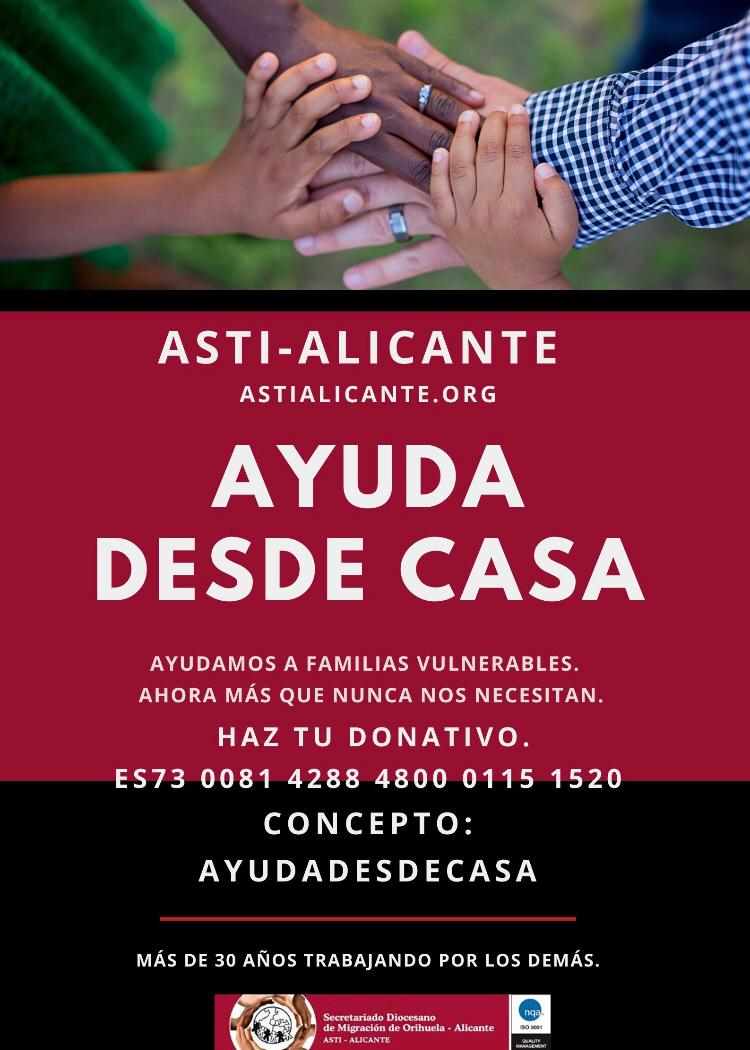 CAMPAÑA 'AYUDA DESDE CASA' DE ASTI-ALICANTE DESTINADA A FAMILIAS VULNERABLES