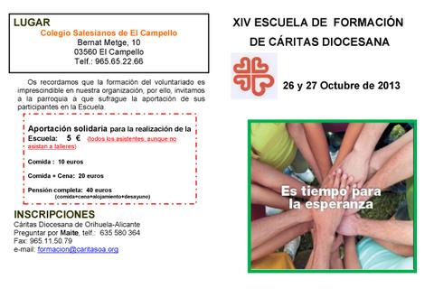 XIV ESCUELA DE FORMACIÓN CÁRITAS DIOCESANA